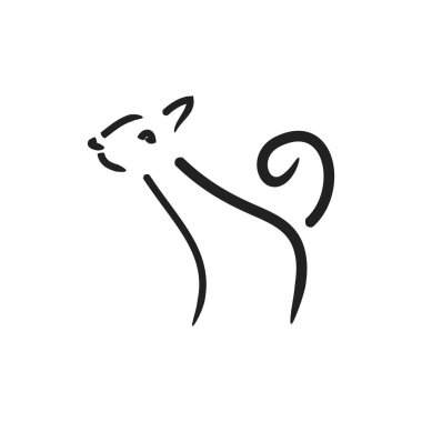 Bir köpek, site için amblemi şeklinde beyaz bir arka plan üzerinde logo