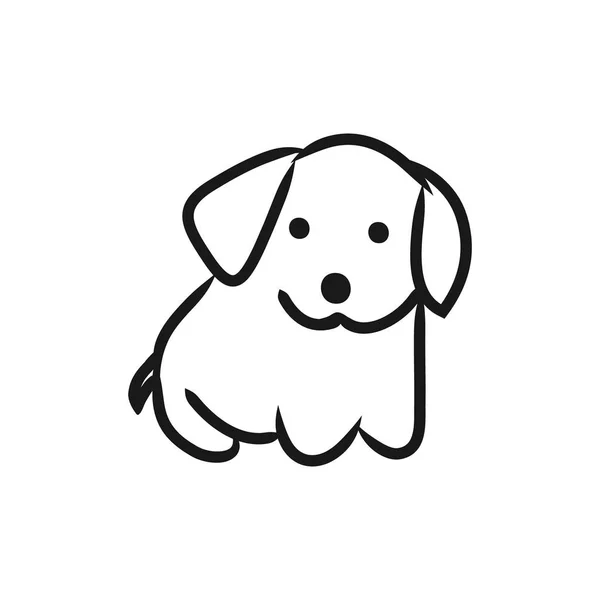 Afbeelding Van Een Pup Een Witte Achtergrond Vectorillustratie — Stockvector