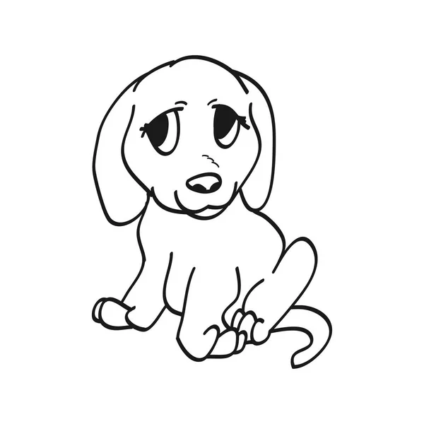 Puppy Cartoon Contour Dog White Background Vector Illustration — Stock Vector