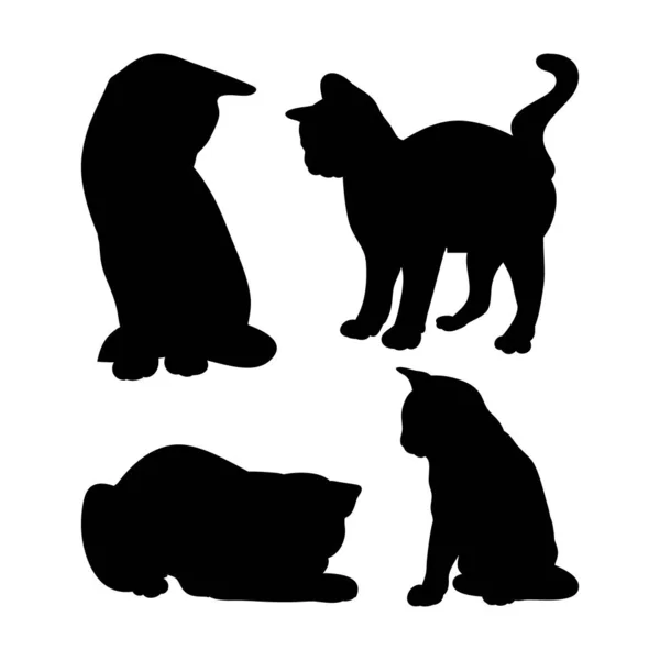 Zwart kattensilhouet op witte achtergrond — Stockvector