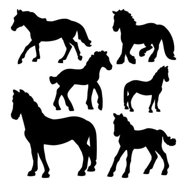 Zwart silhouet van paard op een witte achtergrond — Stockvector
