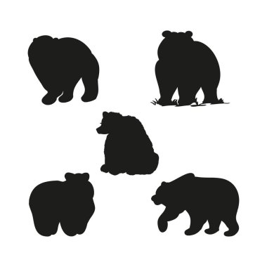 Siyah ayı silueti, illüstrasyonlar kümesi