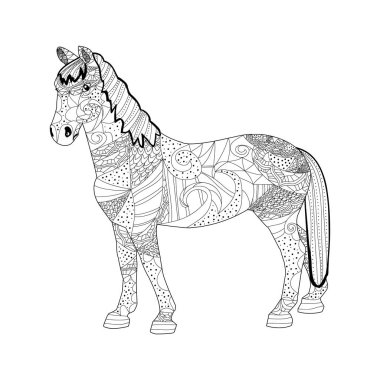 Beyaz arka planda at zentangle