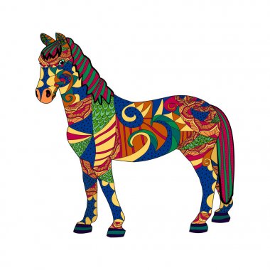 Beyaz arka planda at zentangle