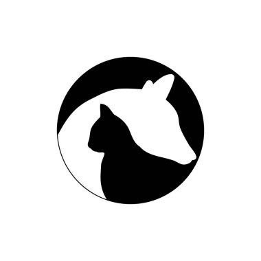 logotürü köpek ve kedi. Beyaz arka plan üzerinde Evcil kontur