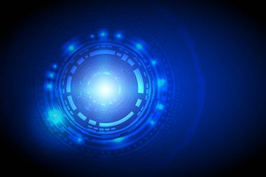 Fütürist bilim kurgu teknolojisi model kavramı arka plan / teknoloji iş bilgisinin dijital dünyası mavi soyut arkaplan - İllüstrasyon