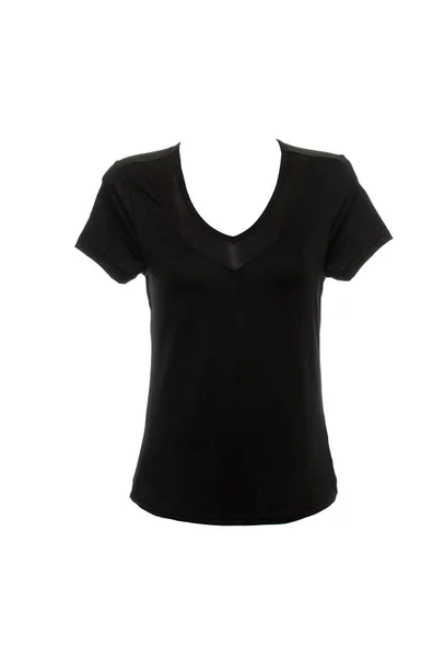 Camiseta Negra Aislada Sobre Fondo Blanco — Foto de Stock