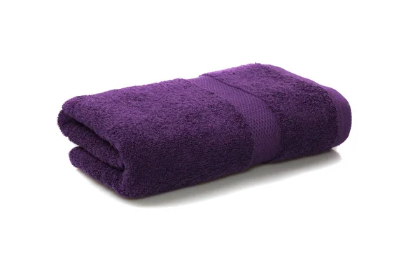 Violet Towel Folded Isolated White Background — Stock Photo, Image