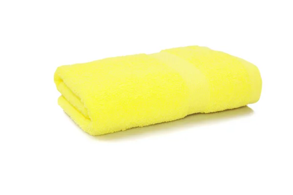 Yellow Towel Rolled Isolated White Background — Stock Photo, Image