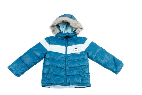 キエフ ウクライナ 2018 会社概要 トゥク トゥク エディトリアル使用のみから子ども服 白で隔離の男の子のための子供のジャケット 冬のジャケット — ストック写真