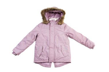 Şık kışlık mont. moda. Beyaz arka plan üzerinde izole çocuk parka.children'ın kış ceket