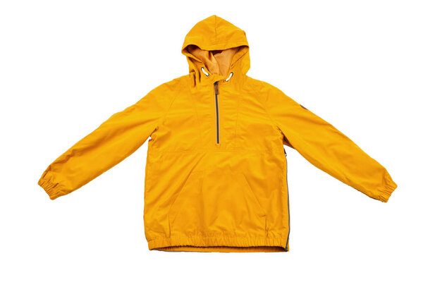 yellow windbreaker on a white background