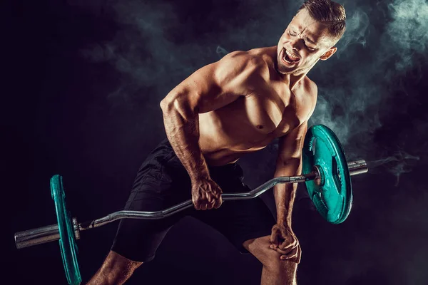 kaslı vücut geliştirmeci yakışıklı erkekler egzersiz yapıyor