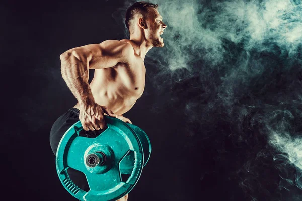 kaslı vücut geliştirmeci yakışıklı erkekler egzersiz yapıyor