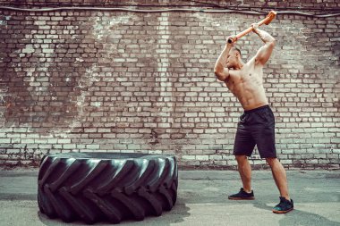Spor Fitness adam vurmak tekerlek lastiği ile çekiç kızak çapraz eğitim uygun.