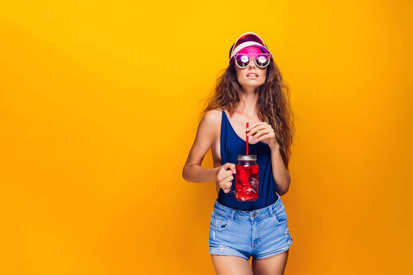 Stylish lady with drink