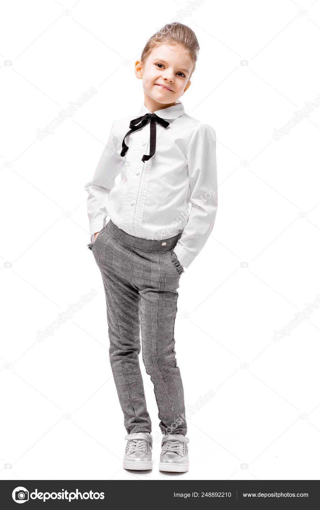 gray slacks white shirt