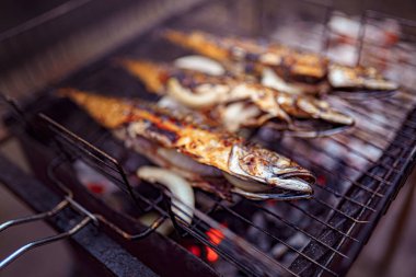 alev baharatlar ile ızgara balık