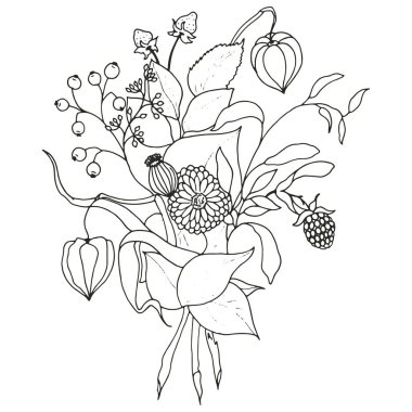 Elle çizilmiş sonbahar buket. Vektör çizim.