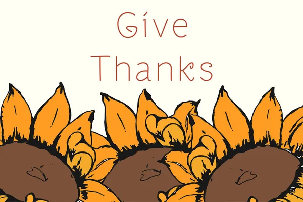 Buon Giorno Del Ringraziamento Tipografia Del Ringraziamento Girasole Disegnato Mano — Vettoriale Stock