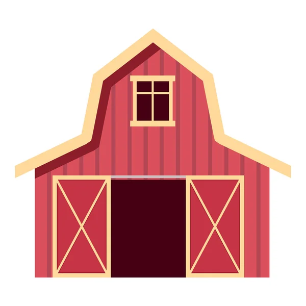 Červená Farma Dřevěná Stodola Plochý Zemědělská Budova Pro Hospodářská Zvířata — Stockový vektor