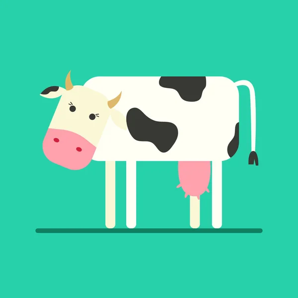 Ikona Płaskie Krowy Zabawne Krowy Płaski Ilustracja Wektorowa — Wektor stockowy