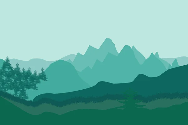 Paysage Naturel Dans Style Plat Paysage Vectoriel Des Montagnes Illustration — Image vectorielle