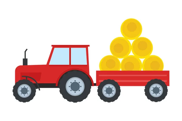 Tractor in flat style. Red tractor isolated on white. Vector illustration