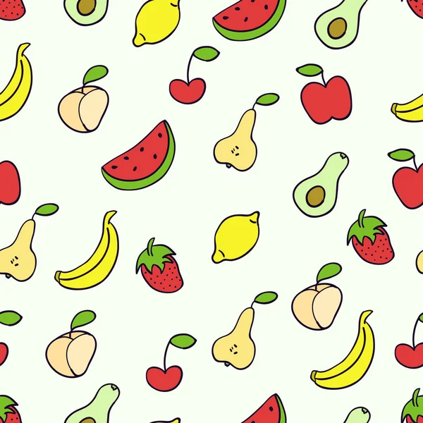Doodle Ilustracja Owoców Wzór Owocami Ręcznie Rysowane Ilustracja Wektorowa Wykonana — Wektor stockowy