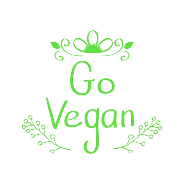 Señal Dibujada Mano Vector Caligrafía Vegan Vamos Logo Vegano Ilustración — Vector de stock