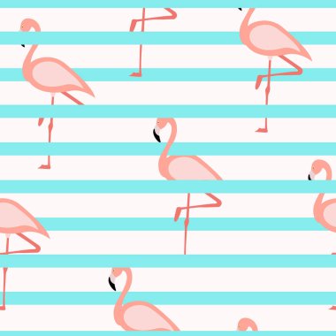Tropikal flamingo desen. Dikişsiz flamingo desen çizgili