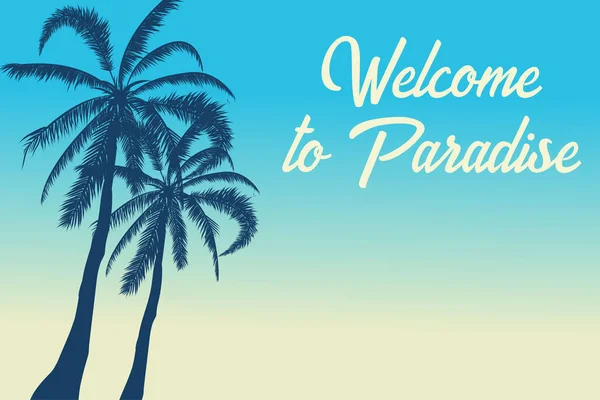 Tropische Landschaft Sommer Hintergrund Palmen Silhouette Vektorillustration — Stockvektor