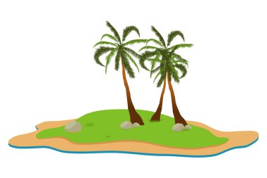 Vektör çizim tropikal peyzaj yaz arka plan palmiye ağaçları.