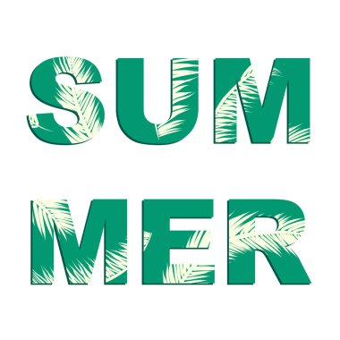 Yaz tropikal arka plan ile egzotik palmiye yaprakları. Yaz Kartpostal vektör çizim