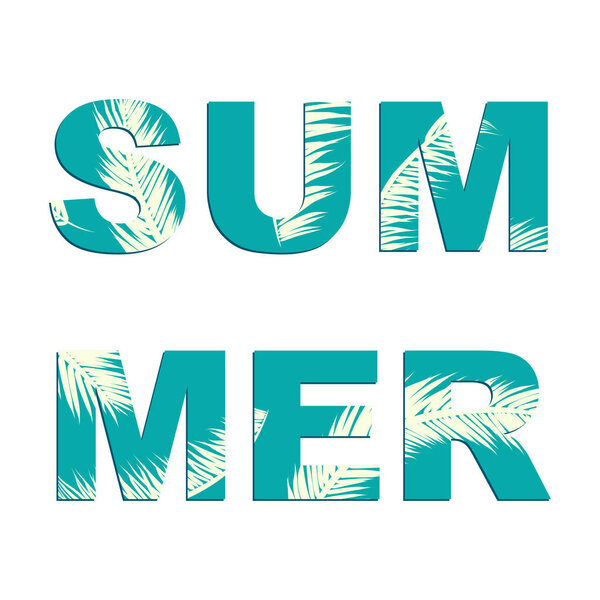 Летний тропический фон с экзотическими пальмовыми листьями. Векторная иллюстрация
