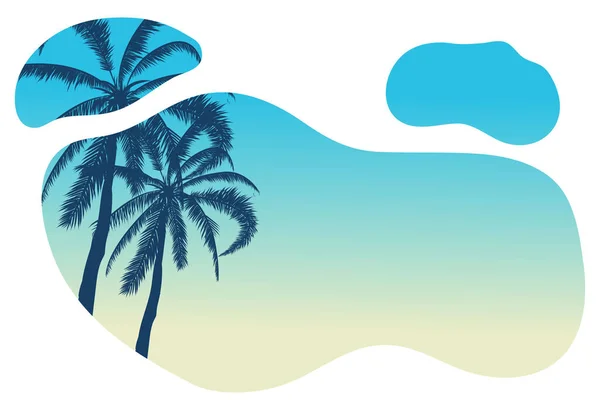 Tropiskt Landskap Palm Sand Ocean Bakgrund Vektorillustration — Stock vektor