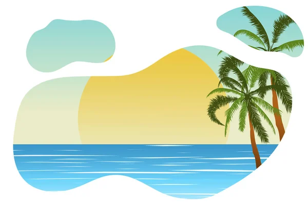 Tropical Landscape Palm Sand Ocean Background Vector Illustration — Stock Vector