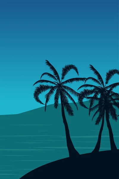 Paisagem Tropical Fundo Verão Sílhueta Palmeiras Ilustração Vetorial — Vetor de Stock