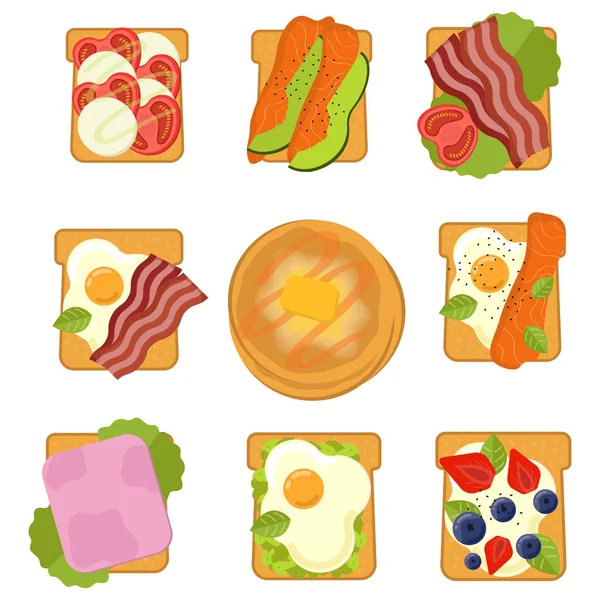 Készlet-ból különböző összetevők vektoros illusztráció szendvicsek — Stock Vector