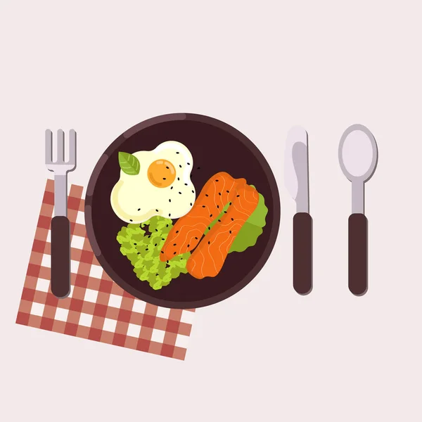 Concepto de desayuno. Comida saludable. Ilustración vectorial. Estilo plano — Vector de stock