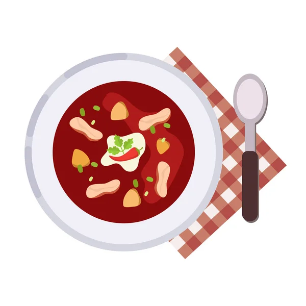 Concept de menu. Soupe à plat. Illustration vectorielle . — Image vectorielle