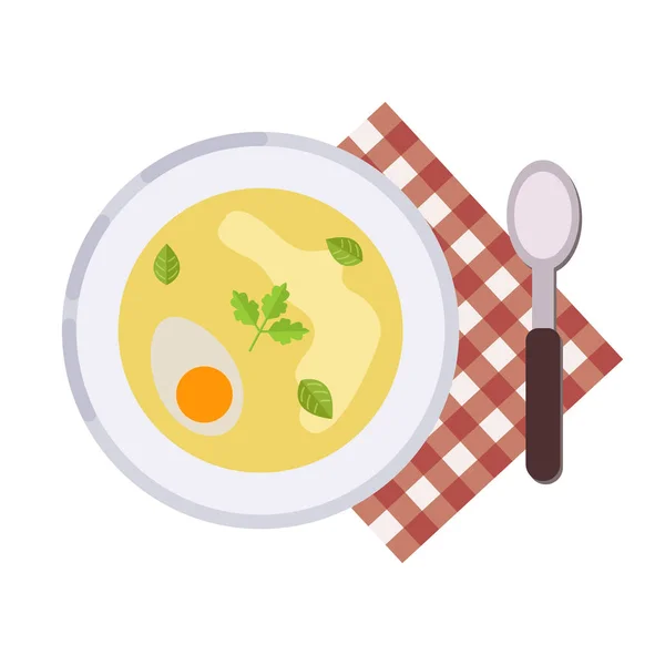 Concept de menu. Soupe à plat. Illustration vectorielle . — Image vectorielle