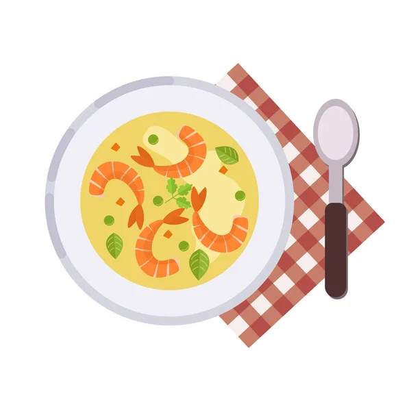 Menu concept. Soup in flat style. Vector illustration. — Stock Vector