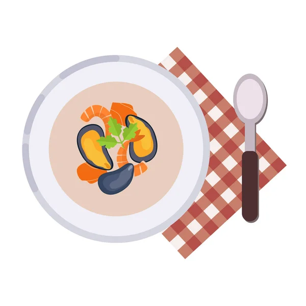 Menu concept. Soup in flat style. Vector illustration. — Stock Vector