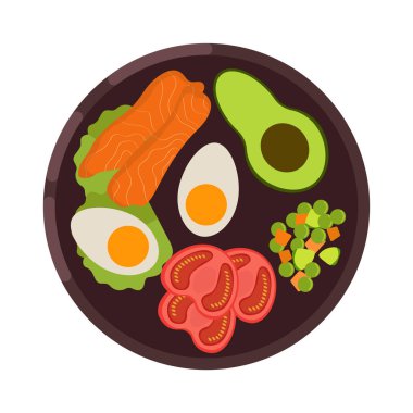 Menü kavramı. Akşam yemeği menüsü. Düz stil çorbaya. Vektör çizim.