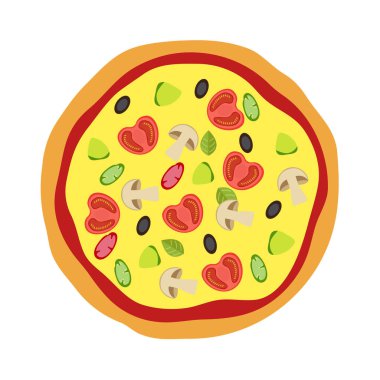 Pizza menü kavramı. Düz stil gıda. Vektör çizim.
