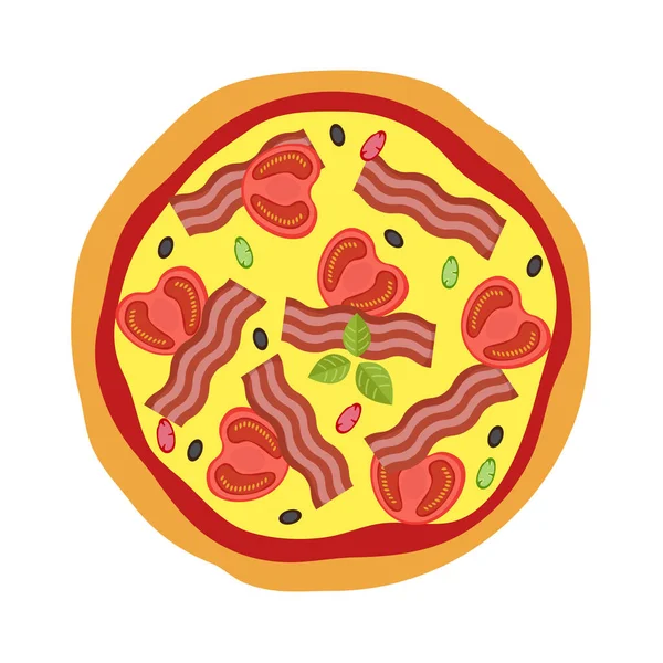 Conceito de menu de pizza. Comida de estilo plano. Ilustração vetorial . —  Vetores de Stock