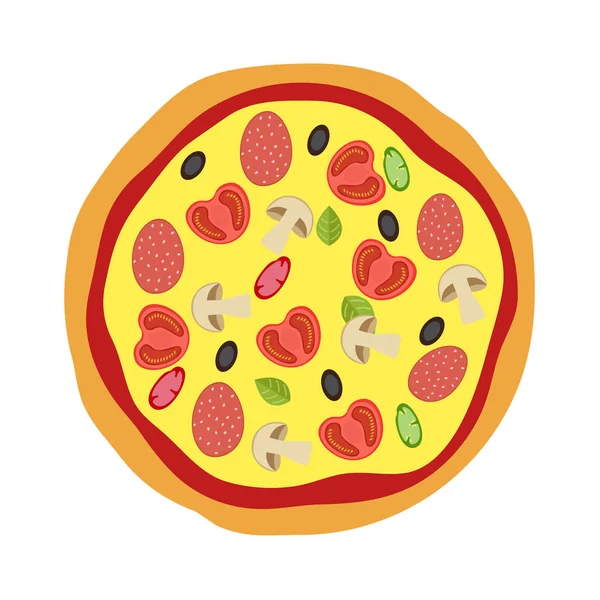 Conceito de menu de pizza. Comida de estilo plano. Ilustração vetorial . —  Vetores de Stock