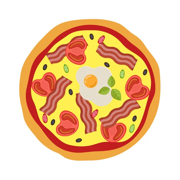 Idea menu pizza. Cibo in stile piatto. Illustrazione vettoriale . — Vettoriale Stock