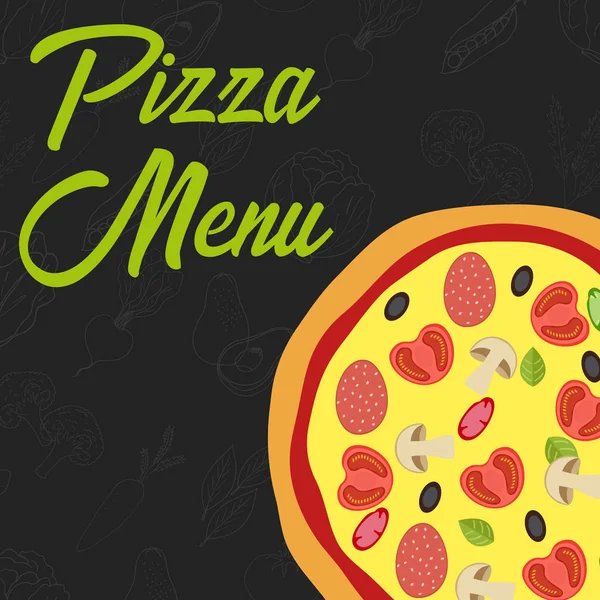 Idea menu. Pizza in stile piatto. Fast food. Illustrazione vettoriale — Vettoriale Stock